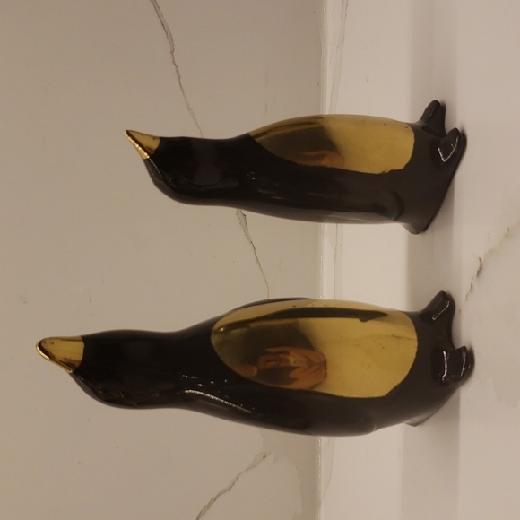 Brass Penguin Figurines Black Gold 5"tall and 4"tall - Picture 2 of 13
